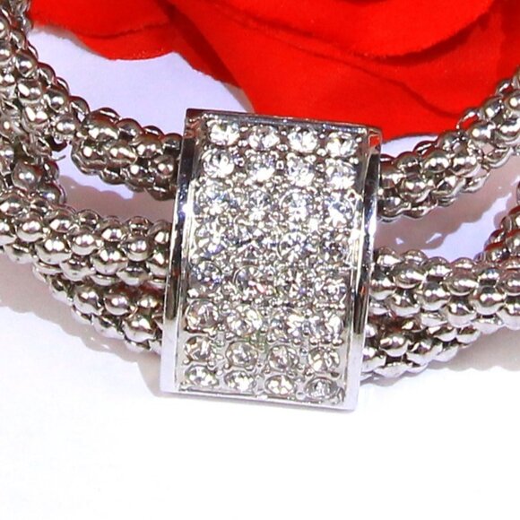 Silver Tone Chainmail Stretch Bracelet - Picture 6 of 8